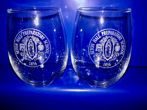 Set of 2 Wine glasses w/Mother Seton Logo